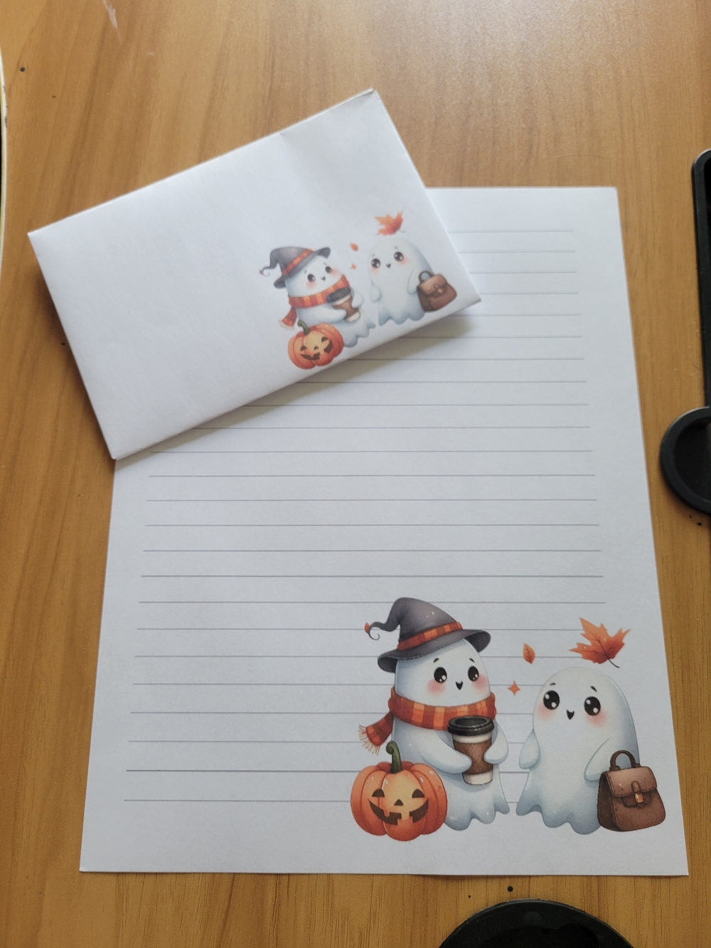 🧋NEW🧋 24pc Halloween Ghost Lined Stationery Set - Cute Pumpkin & Ghost Design
